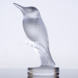 LALIQUE COLIBI - frosted glass kingfisher, engraved signature, height 7cm Perfect condition