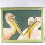 Clive Fredriksson, oil on board, pelicans, overall frame dimensions 27" x 33"