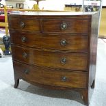 A 19th century mahogany bow-front chest of drawers, width 106cm, height 106cm