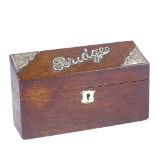 An Edwardian oak and silver-mounted Bridge playing card box, with sloping lid, hallmarks for