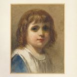 Circle of Helen Allingham, watercolour, portrait of a girl, signed with monogram, 6" x 5", mounted