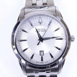 BULOVA - a stainless steel Accutron quartz wristwatch, silvered dial with tapered baton hour markers