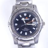 ELLESSE - a stainless steel 200M quartz wristwatch, ref. 03-0015, black dial with luminous curved