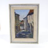 R Herring, oil on board, street scene, signed, 20" x 12", framed Good condition