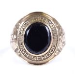 A mid-20th century American 10ct gold Provincetown High School of Massachusetts onyx College