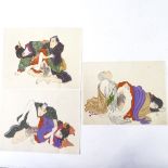 Shunga, group of early 20th century Japanese erotic paintings