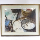 Maris Shepherd, watercolour, Oriental still life, signed with Chop, 22" x 29", framed Very good