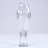 Tapio Wirkkala for Iittala Finland, Foal's Foot vase, line cut glass, 1958, signed, height 16cm