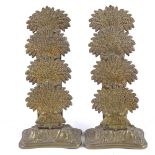 A pair of 19th century relief moulded brass wheatsheaf design letter racks, height 20cm One small