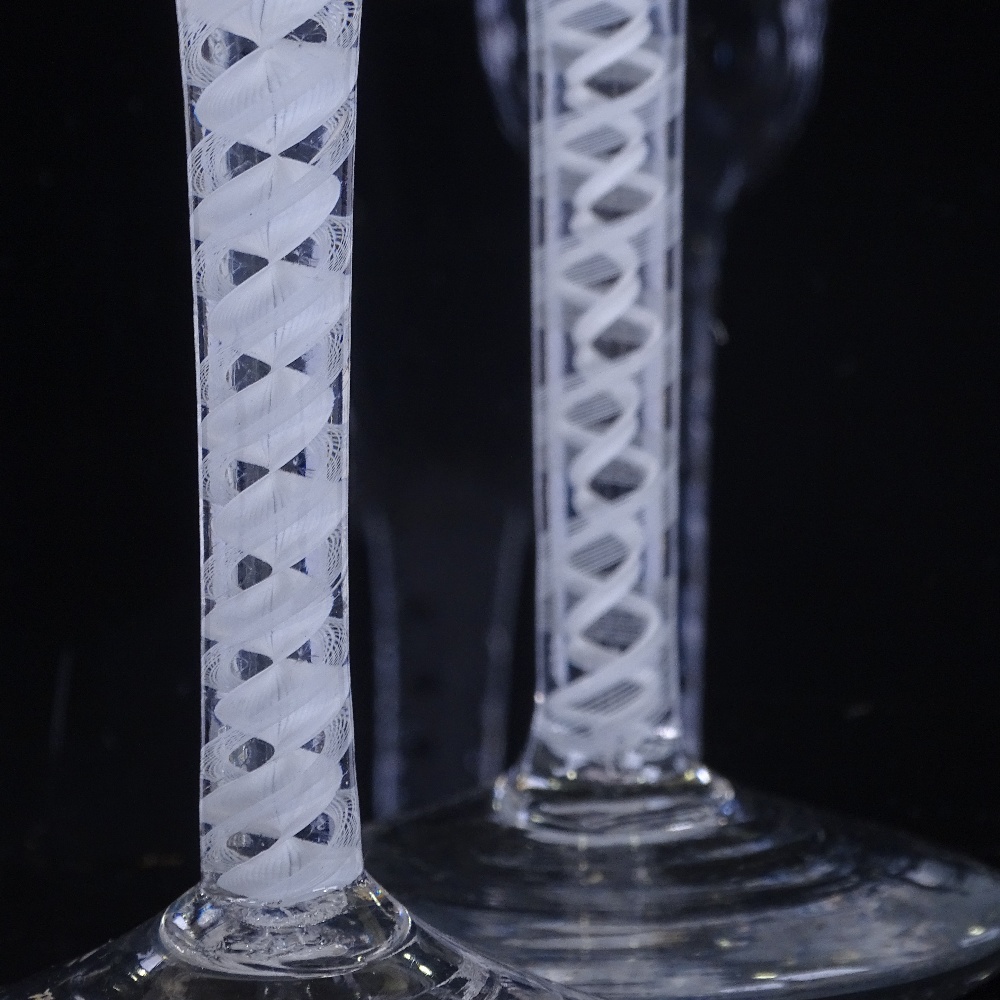 2 18th century cordial glasses with milk twist stems, height 16cm and 15cm Both perfect - Image 3 of 3