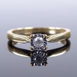 A 9ct gold 0.07ct solitaire diamond ring, size K, 2g Very good original condition, no damage or