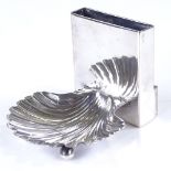 A Continental silver smoker's companion, with built-in matchbook holder, cigarette holder and