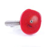 A Vintage Polish sterling silver and coral stylised ring, by Arek Wolski, hollow square shank with