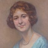 Suzanne Hurel (1876 - 1956), oval oil on canvas, portrait of a woman, unsigned, 26" x 21",