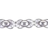 OVE KOLDING - a Vintage Danish stylised sterling silver bombe panel bracelet, bracelet length 20.