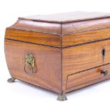 A Regency satinwood jewel box, with brass lion ring handles and lion paw feet, width 22cm Some