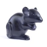 LALIQUE - black glass miniature mouse, engraved signature, height 3.5cm Perfect condition