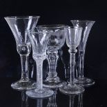 A group of 5 18th century cordial/wine glasses All perfect