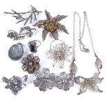Various silver and filigree jewellery, including brooches, ring etc (11) Lot sold as seen unless