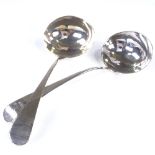 A pair of George III silver Old English pattern sauce ladles, by George Smith II, hallmarks London