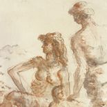 Gerald Ososki (1903 - 1981), sanguine chalk/watercolour on paper, Classical figures, 18" x 23",