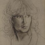 Follower of Augustus John, pencil/charcoal, portrait of a woman, unsigned, 13" x 10", framed Good