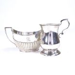 A Victorian silver half-fluted 2-handled sugar bowl, and an Edwardian silver christening tankard,