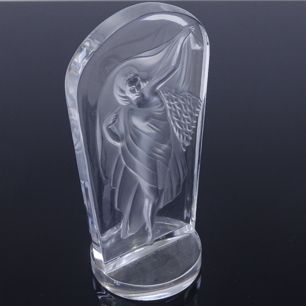 LALIQUE - Hestia, relief moulded glass plaque on circular base, engraved under base Lalique - Image 2 of 3