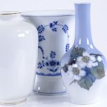 A Royal Copenhagen Blackberry design vase, height 14cm, a KPM white glaze vase, and 1 other (3)