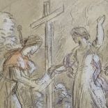 Old Master style, watercolour sketch, figures at the base of the cross, unsigned, 6.5" x 9.25",