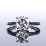 A platinum 1.05ct solitaire diamond ring, diamond measures: diameter - 6.85mm, depth - 4.14mm,