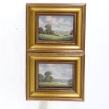 Peter Greenhalf, pair of oils on board, landscapes, signed, 4.5" x 6.5", framed Good condition
