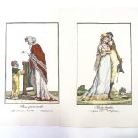 19th century French School, a group of hand coloured prints, amorous subjects