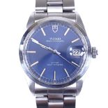 TUDOR - a stainless steel Prince Oysterdate automatic wristwatch, ref. 9050/0, circa 1969, blue dial