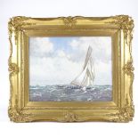 Robert Clouston Young (Scottish 1860 - 1929), watercolour, a gaff rigged sailing yacht, signed,
