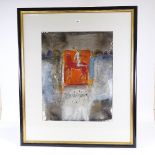 Leo McDowell, mixed media, gouache/watercolour on paper, Etruscan horse and rider, signed with RI