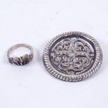 KAUNIS KORUOY - a Finnish silver Iron Age Revival brooch, and a Finnish stylised silver ring, ring