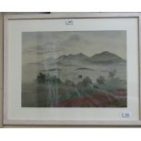 Rudolf Sauter (1895 - 1977), watercolour, mountain landscape, signed, 15" x 20", framed