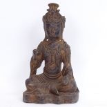 A Chinese bronze seated Buddha, height 21cm