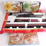 Various toys, including Hornby Railways LMS Express Passenger Electric train set, and various Airfix