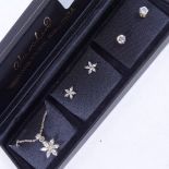 A suite of cubic zirconia set jewellery, to include pendant and chain, and 2 pairs of earrings