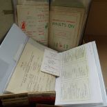 A box of Hastings ephemera, including brochures, programmes, bus tickets etc