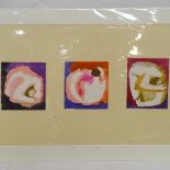 Yasmin Brandolini D'Adda (1929 - 2012), 3 small watercolours in common mount, and abstracts,