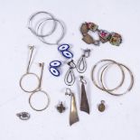 Various jewellery, including silver and enamel cufflinks, stylised enamel earrings, enamel