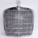 A Vintage chrome Mercedes-Benz car radiator grille, height excluding badge 60cm