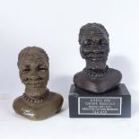 D Ntuli, bronze sculpture together with its clay model, old man, both signed, bronze, is dated