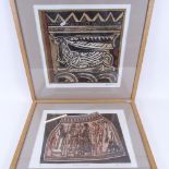 Valerie Thornton, 3 coloured etchings, Greek compositions, signed and numbered in pencil