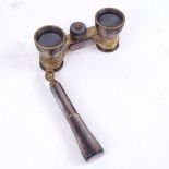 A pair of early 20th century German Emil Busch brass and black mother-of-pearl folding opera glasses