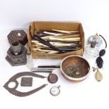 Various collectables, including silver-mounted turned wood bowl, Parker 17 fountain pen, various