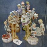A group of 19th century Continental porcelain figures, and trinket pots (10)